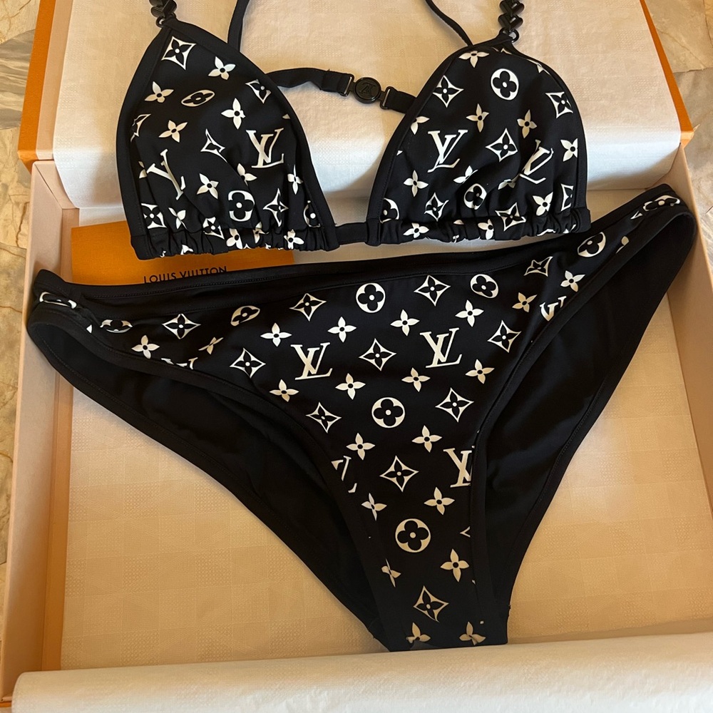 Authentic Louis Vuitton Black Monogram Bikini Bottom Size 42